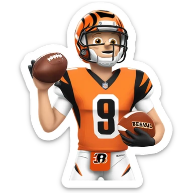 Joe burrow playing for the Cincinnati bengals sticker