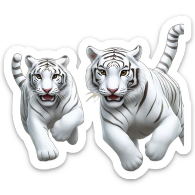 3 white tigers running to the left sticker
