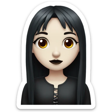 goth girl that has pale white skin and Long Dark Red hair and has fringe bangs sticker