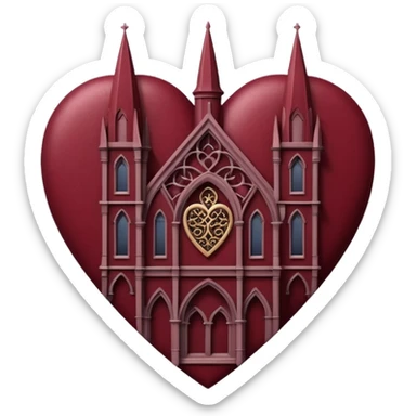 Maroon gothic architecture heart sticker