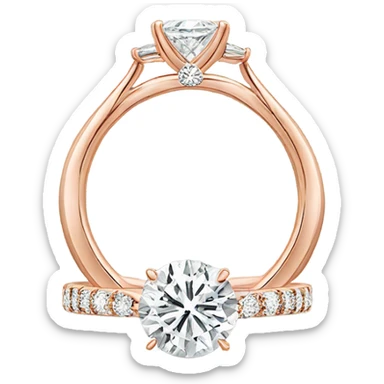 Rose gold engagement ring with round diamond sticker