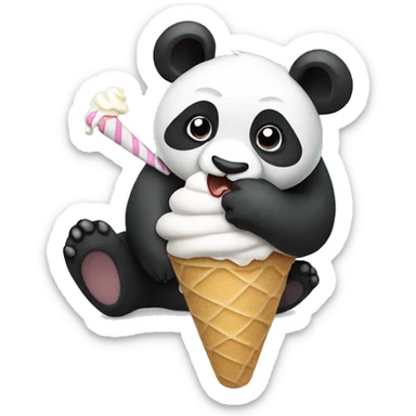 Panda eating ice cream sticker