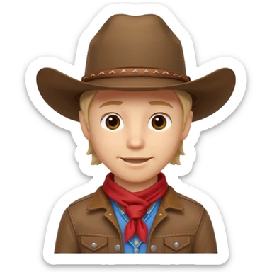 cute cowboy portrait, head and shoulders only, cowboy hat, bandana, western jacket, confident smile, 3D cartoon, mobile game icon style, clean background, no text, no watermark
 sticker