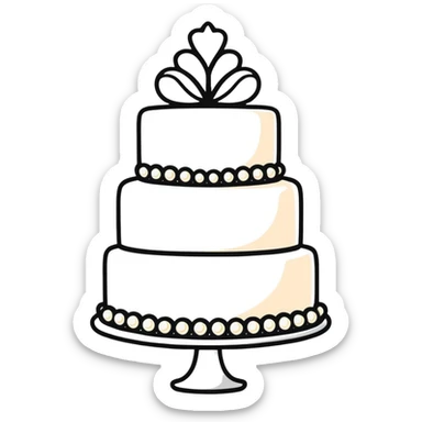 white wedding cake with pearl decorations sticker