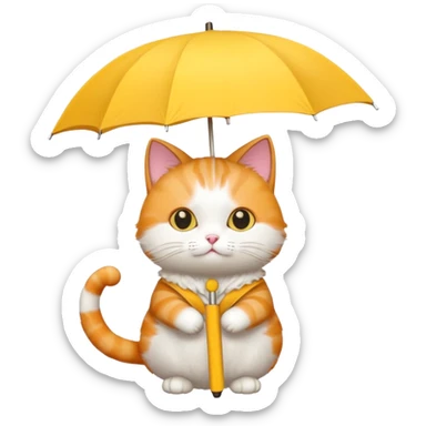 Cat with yellow umbrella sticker