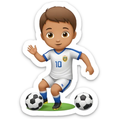 Baby playing soccer sticker