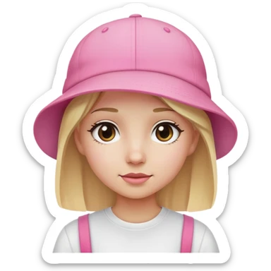 blonde girl pink backwards hat white sticker
