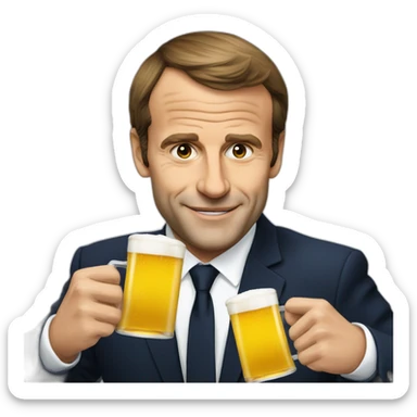Macron qui boit une bière sticker