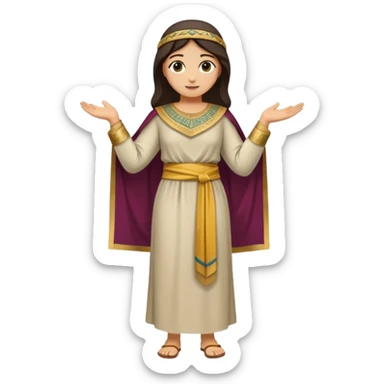 fullbody Middle Eastern woman from Jerusalem, 1st century, tunic and sash, emoji style sticker