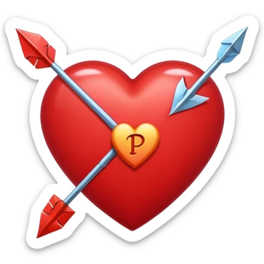 Un corazón con una flecha y una P sticker