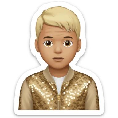 Chris Brown with blonde hair, beige sequin outfit sticker