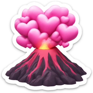Pink volcano of hearts sticker
