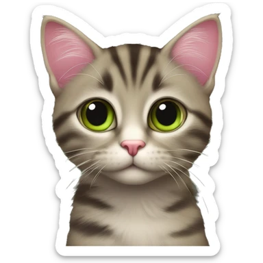 gattina con pelo color mogano e strisce grigio scuro sulla fronte. occhi verde oliva. nasino rosa. sta dormendo  sticker