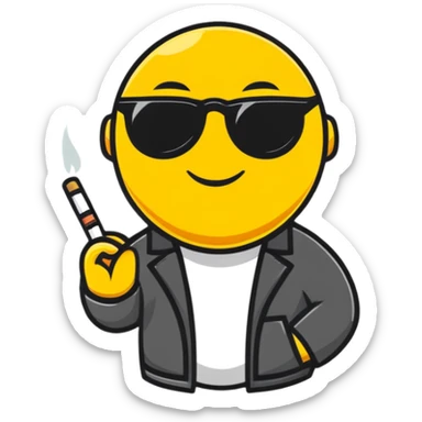 Emoji with sunglasses holding a cigarette  sticker