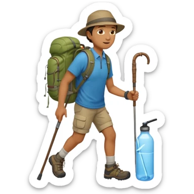 memoji face iphone: men, a solo hiker with carrying a few items and make it face only sticker