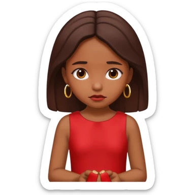Brown girl with a red dress with sad face with a ring on her hand  sticker