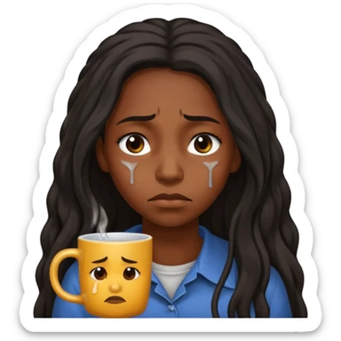 prisoner sad Long haired black Woman on a mug shot sticker