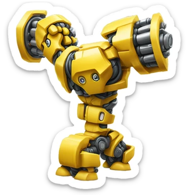 Yellow mechanical cyborg bicep that’s flexing sticker