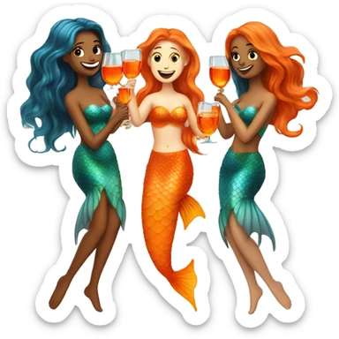 Three mermaids drinking aperol sticker
