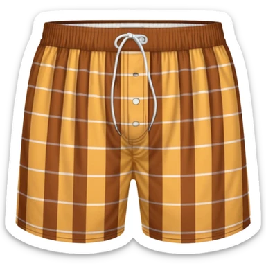 Brown and white checkered boxer shorts sticker