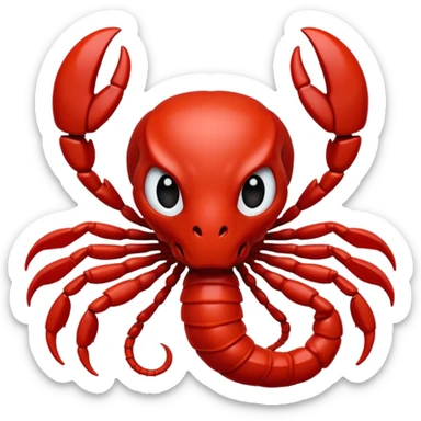 A 3D cartoon Scorpio zodiac sign in red, glossy texture, simple background, Memoji-style rendering. sticker