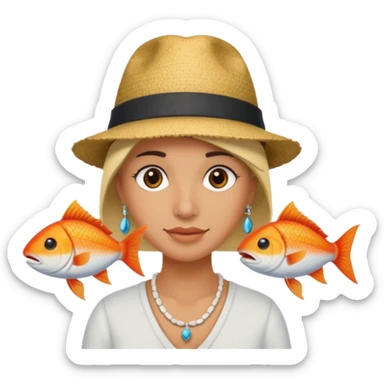 Hatted ancient People & Fish Bone Necklaces sticker