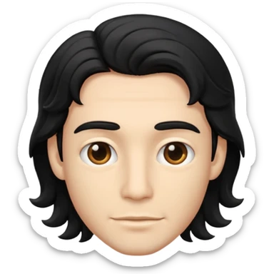 back view of a male with wavy middle-long black hair sticker