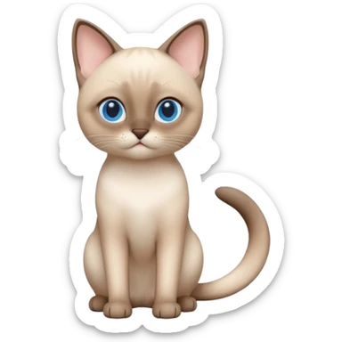 A 3D cartoon Siamese cat in creamy white with faint beige points, smooth short fur, bright eyes, calm lighting, Memoji-style rendering. full body or half body. sticker