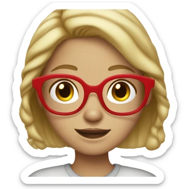 blonde girl with freckles and red glasses sticker