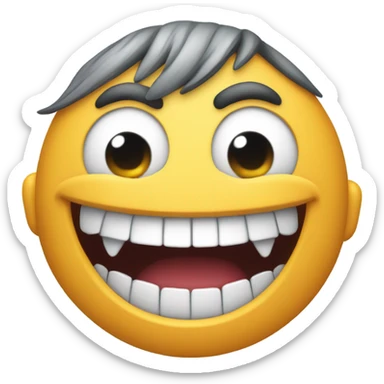 Creepy smiling emoji with too many teeth sticker
