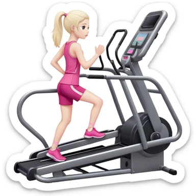 blind girl in pink on stairmaster gym machine  sticker