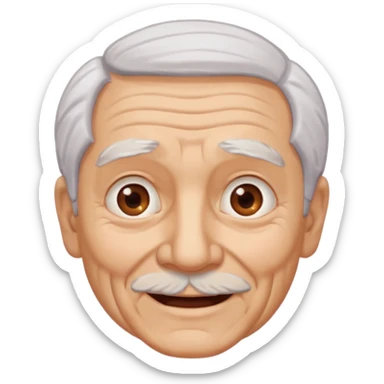 Abuelo hombre, ojos cafés, muchas arrugas, aspecto feliz, el pelo debe ser blanco no morado. sticker
