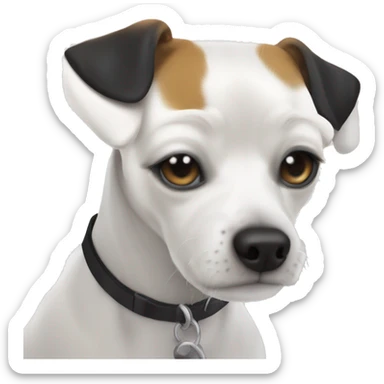 solid white jack russell beagle mix with solid black eyes  sticker