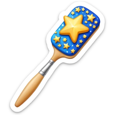 a painting brush with shiny stars, make it modern style sticker