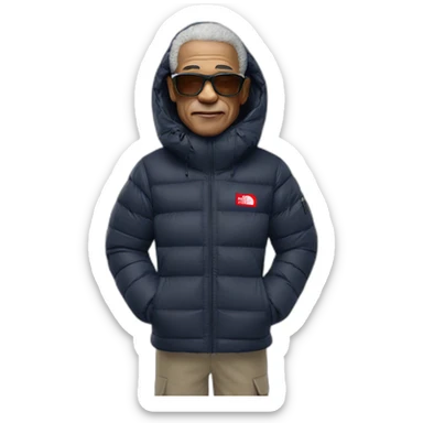 60 years old french with supreme x north face outfit sticker