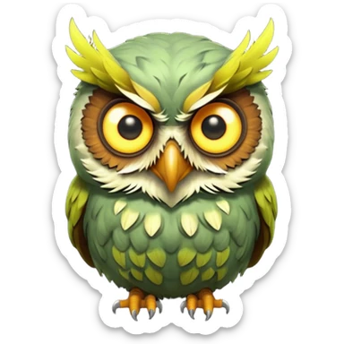 zombie owl portrait, head and shoulders only, ragged feathers, glowing eerie eyes, haunted night creature vibe, 3D cartoon, mobile game icon style, clean background, no text, no watermark
 sticker