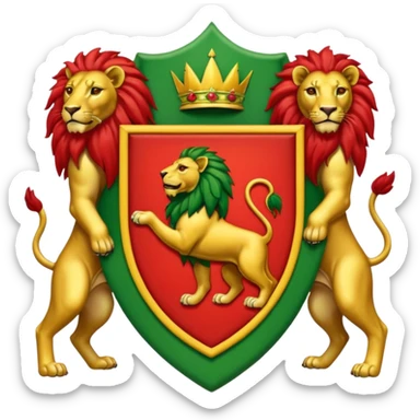 Bob Marley heraldic crest with ethiopian lions and colors sticker