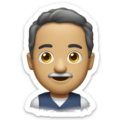 UN EMOJI REDONDO CON OJOS PUESTO UN CHALECO Y CON UN SILVATO EN LA BOCA sticker