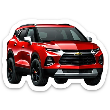 Red 2020 Chevrolet Blazer black wheels cartoon sticker