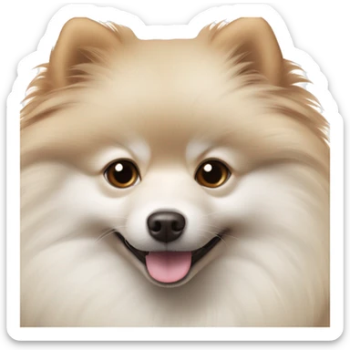 Milk colored pomerian spitz with dark brown eyes  sticker