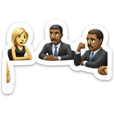 unhappy business people sitting around a table sticker