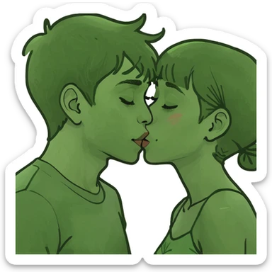 Girl kissing boy sticker