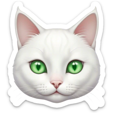 cute white cat with silver back and green e sticker