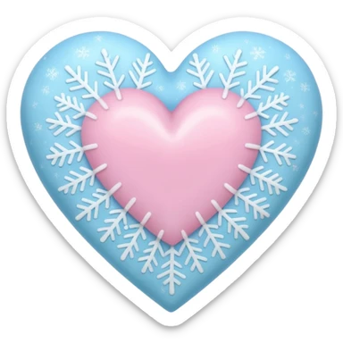 A big soft smooth glossy fuzzy furry pastel heart with white snowflake pattern sticker