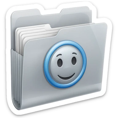 A **simple emoji-style icon** of a **frosted light-gray plastic folder** with **rounded corners**, **elastic string and button closure**, slightly translucent, clean front, subtle shading, and a small tax/forms symbol in one corner.
 sticker