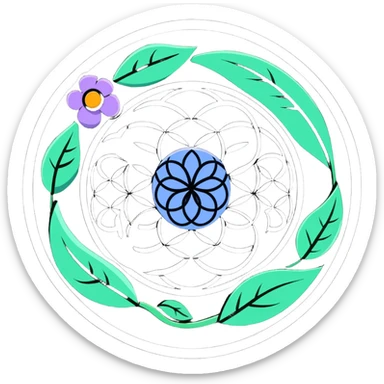 Flower of life surrounded by vines that have mystical eyes in the leaves sticker