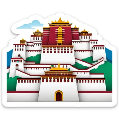 Potala Palace super simplified cute emoji style with bold outlines bright colors cartoon Tibetan building sticker