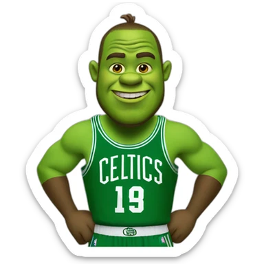 shrek wearing green boston celtics jersey sticker