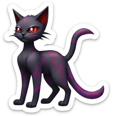 Vampiric dark edgy punk cat fakemon with red purple edgy markings full body  sticker