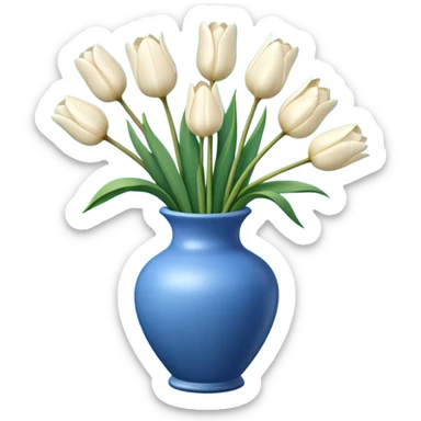White tulips Flowers in a blue vase sticker